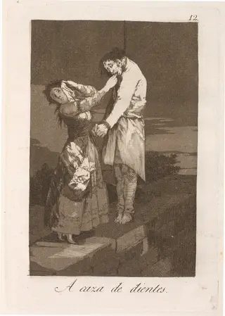 A caza de dientes (Out Hunting for Teeth), by Francisco de Goya