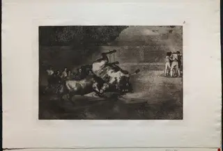 Bullfights:  A Horse Thrown by the Bull