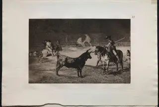 Bullfights:  The Celebrated Picador, Fernando del Toro, Draws the Fierce Beast on with his Pique, by Francisco de Goya
