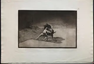 Bullfights:  The Famous Martincho Places the Banderillas Playing the Bull with the Movement of his Body, by Francisco de Goya