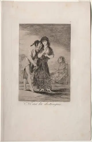 Even Thus He Cannot Make Her Out, Plate 7, by Francisco de Goya