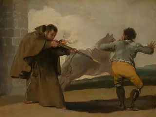 Friar Pedro Shoots El Maragato as His Horse Runs Off