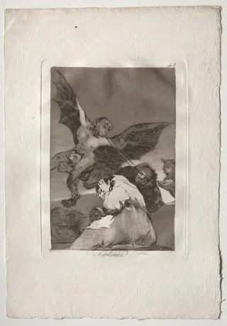 Tale-Bearers - Blasts of Wind, Plate 48, by Francisco de Goya