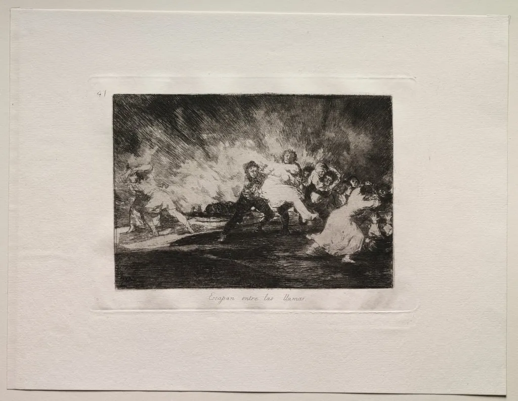 The Horrors of War: They Escape Through the Flames, by Francisco de Goya, 1815