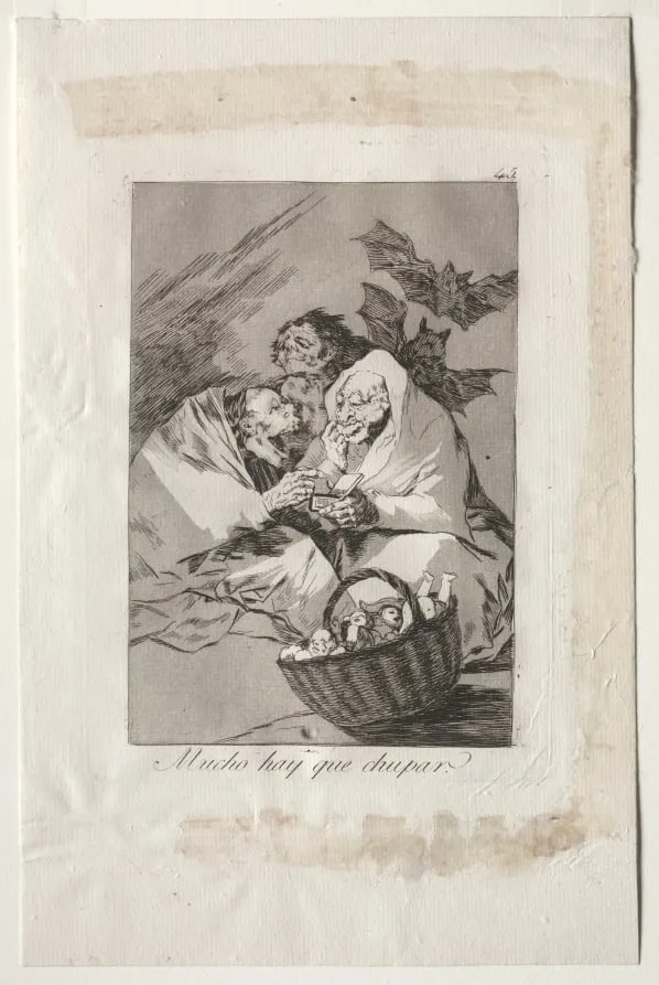 There is Plenty to Suck, Plate 45, by Francisco de Goya, 1799