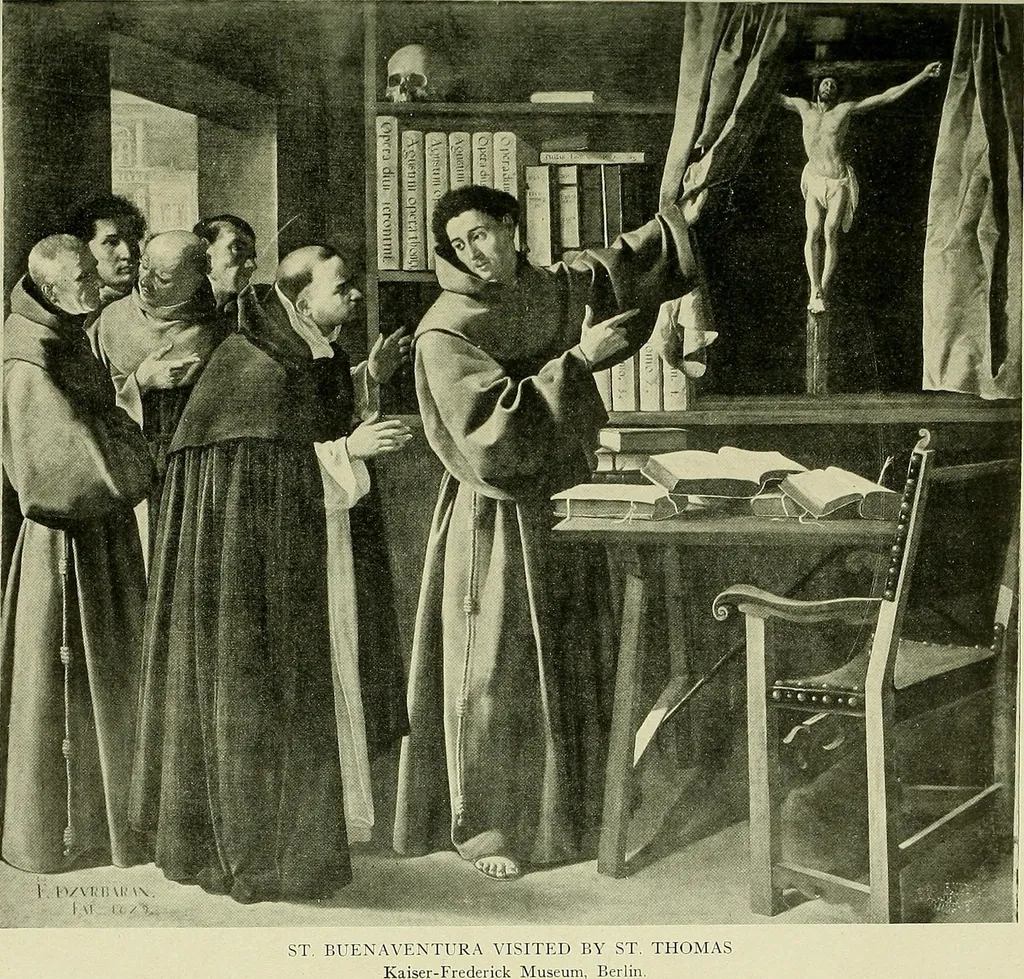 Saint Bonaventure and Saint Thomas Aquinas in Front of the Crucifix, by Francisco de Zurbarán, oil, 1629