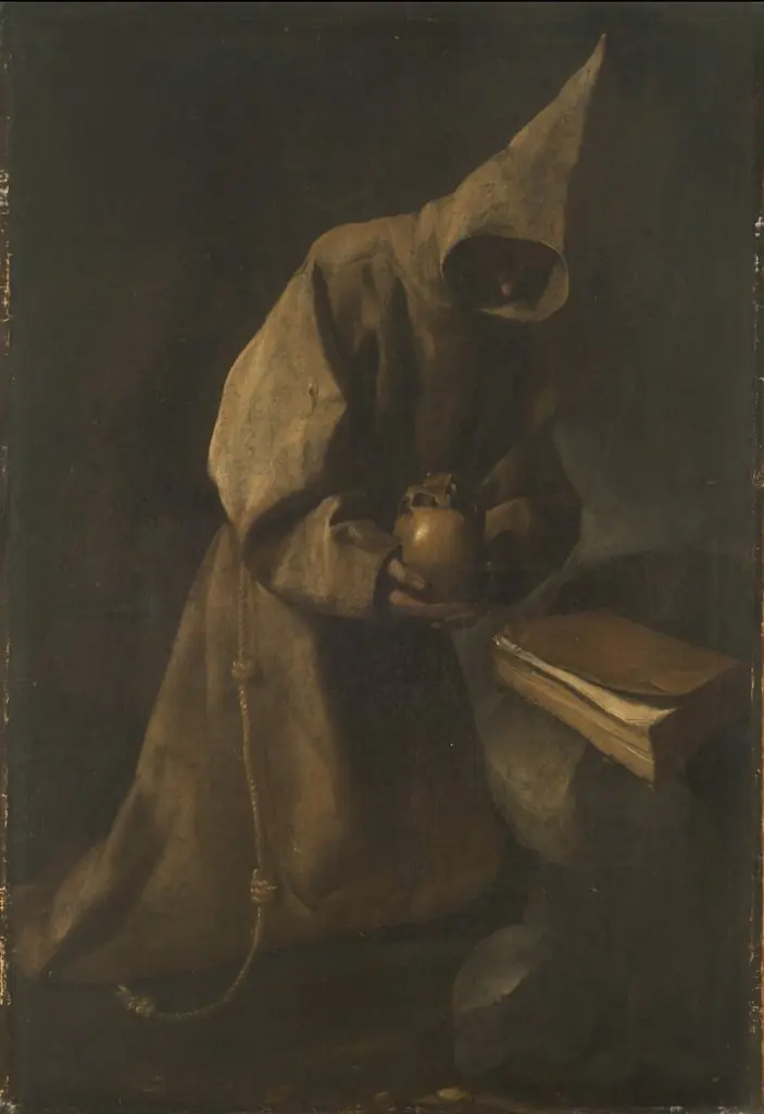 Saint Francisco in meditation, by Francisco de Zurbarán