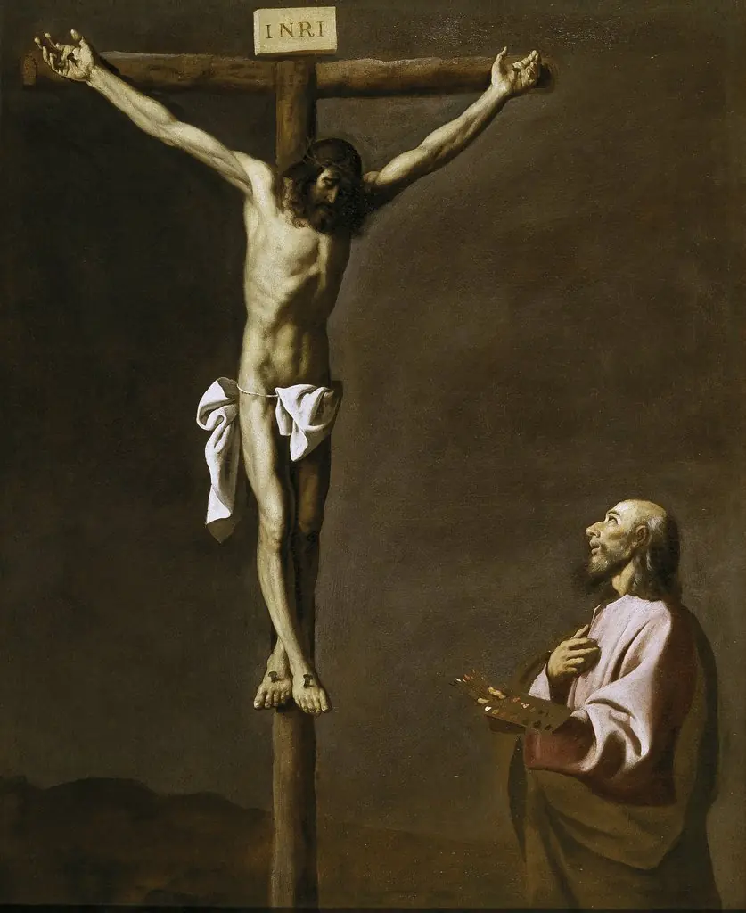 Saint Luke as a painter, before Christ on the Cross