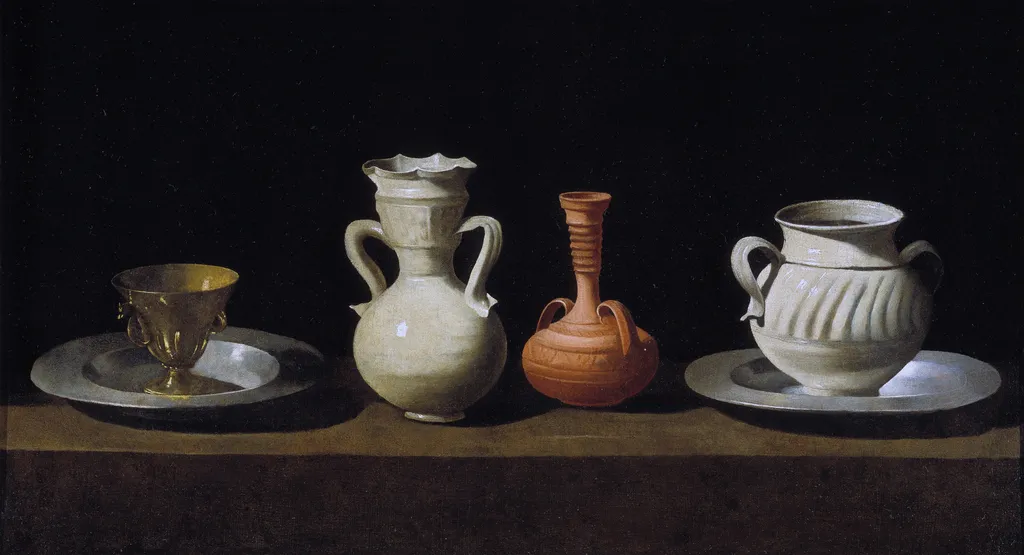 Still Life with Pots, by Francisco de Zurbarán, oil, 1650