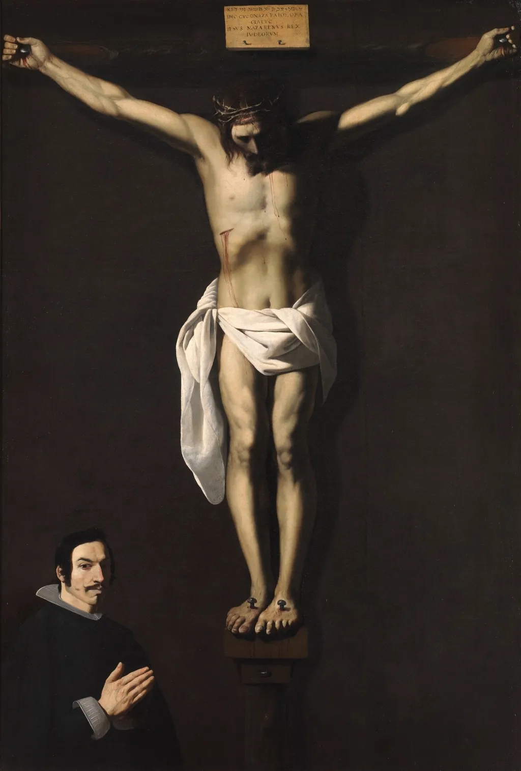 The Crucified Christ with a Donor, by Francisco de Zurbarán, oil, 1640