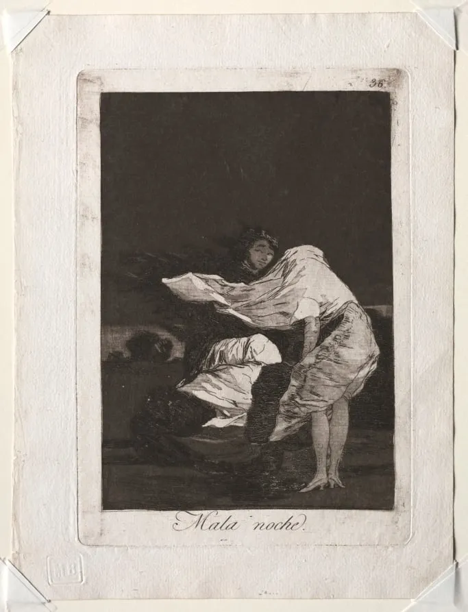 A Bad Night, Plate 36, by Francisco Goya, 1799