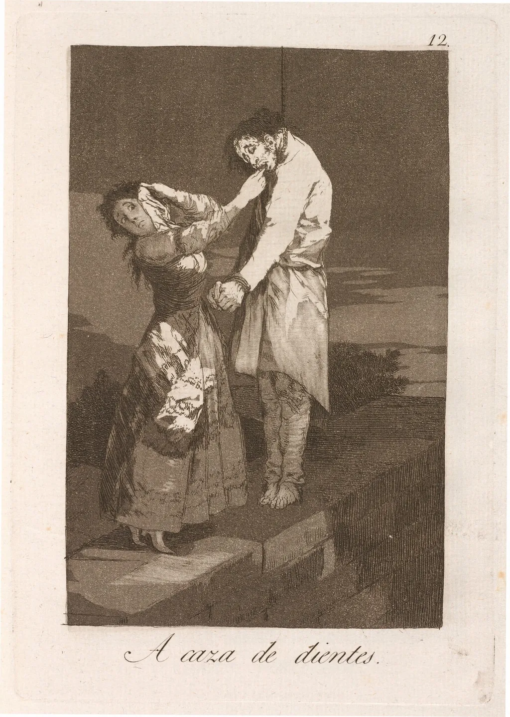 A caza de dientes (Out Hunting for Teeth), by Francisco Goya, ink, 1799