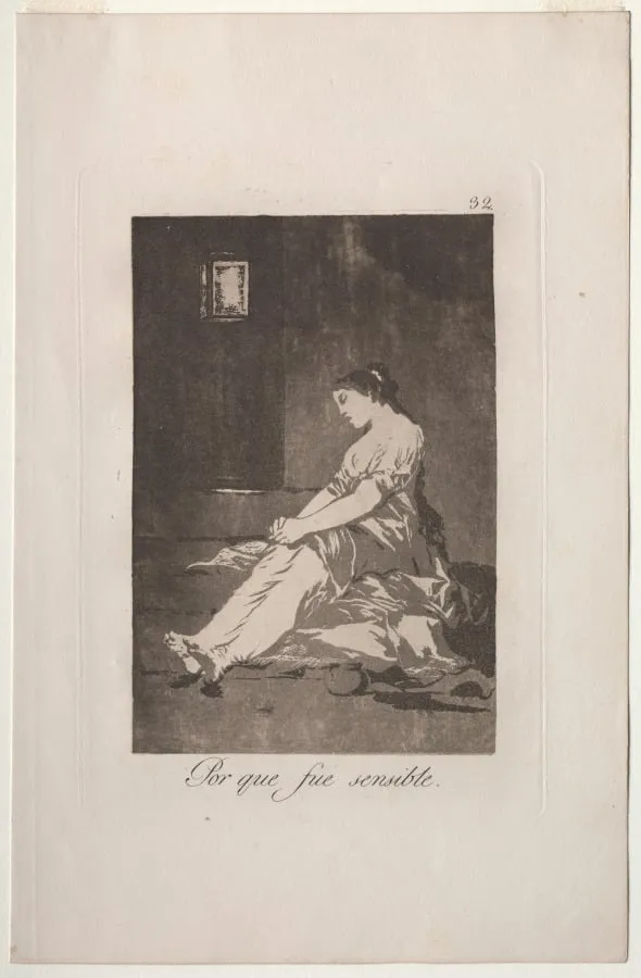 Because She Was Susceptible, Plate 32, by Francisco Goya, 1799