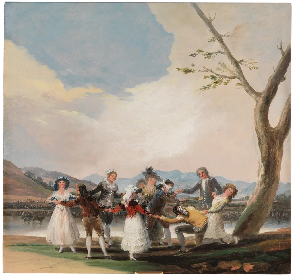 Blind Man's Bluff (sketch), by Francisco Goya, oil, 1794
