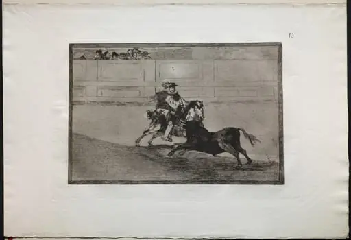 Bullfights: A Spanish Mounted Knight in the Ring Breaking Short Spears Without the Help of Assistants, by Francisco Goya