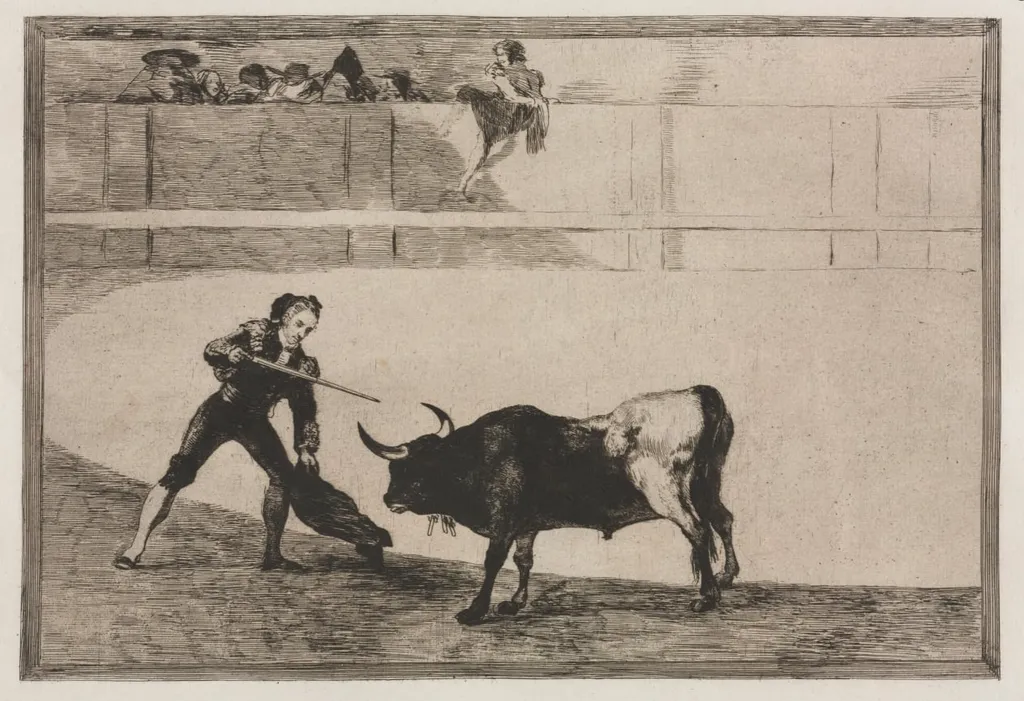Bullfights: Pedro Romeo Killing the Halted Bull, by Francisco Goya, 1816
