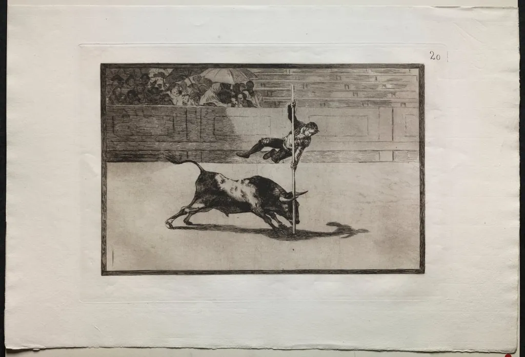 Bullfights: The Agility and Audacity of Juanito Apinani in (the Ring) at Madrid, by Francisco Goya, 1816