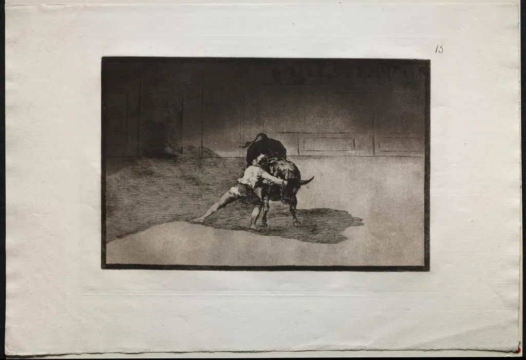 Bullfights: The Famous Martincho Places the Banderillas Playing the Bull with the Movement of his Body, by Francisco Goya, 1816