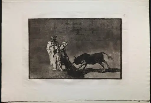 Bullfights:  The Moors Make a Different Play in the Ring Calling the Bull with the Burnous, by Francisco Goya