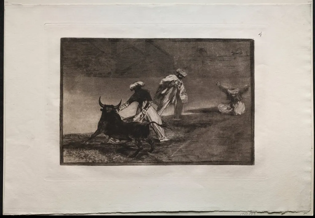 Bullfights: They Play Another with the Cape in an Enclosure, by Francisco Goya, 1816