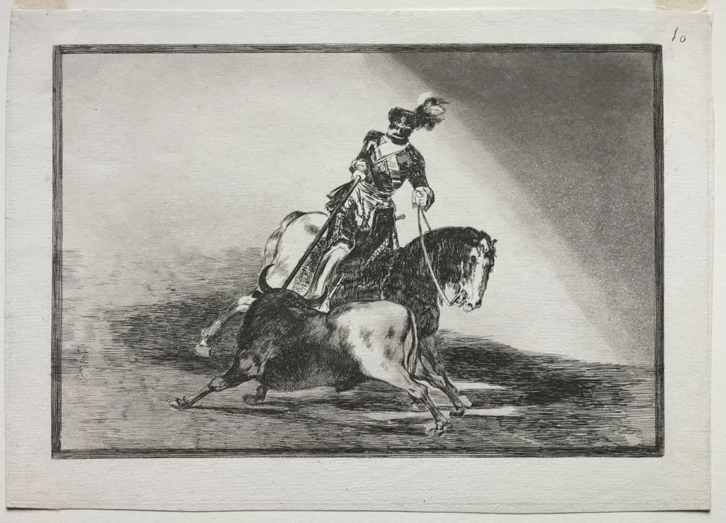 Charles V Spearing a Bull in the Ring at Valladolid, by Francisco Goya, 1816