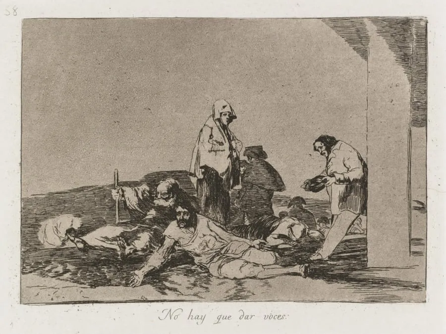 Disasters of War: Pl. 58, It is no use shouting, by Francisco Goya, 1812