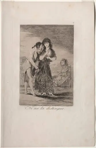 Even Thus He Cannot Make Her Out, Plate 7, by Francisco Goya