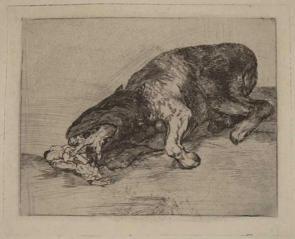 Fiero monstruo! (Fierce Monster!), by Francisco Goya, ink, 1815