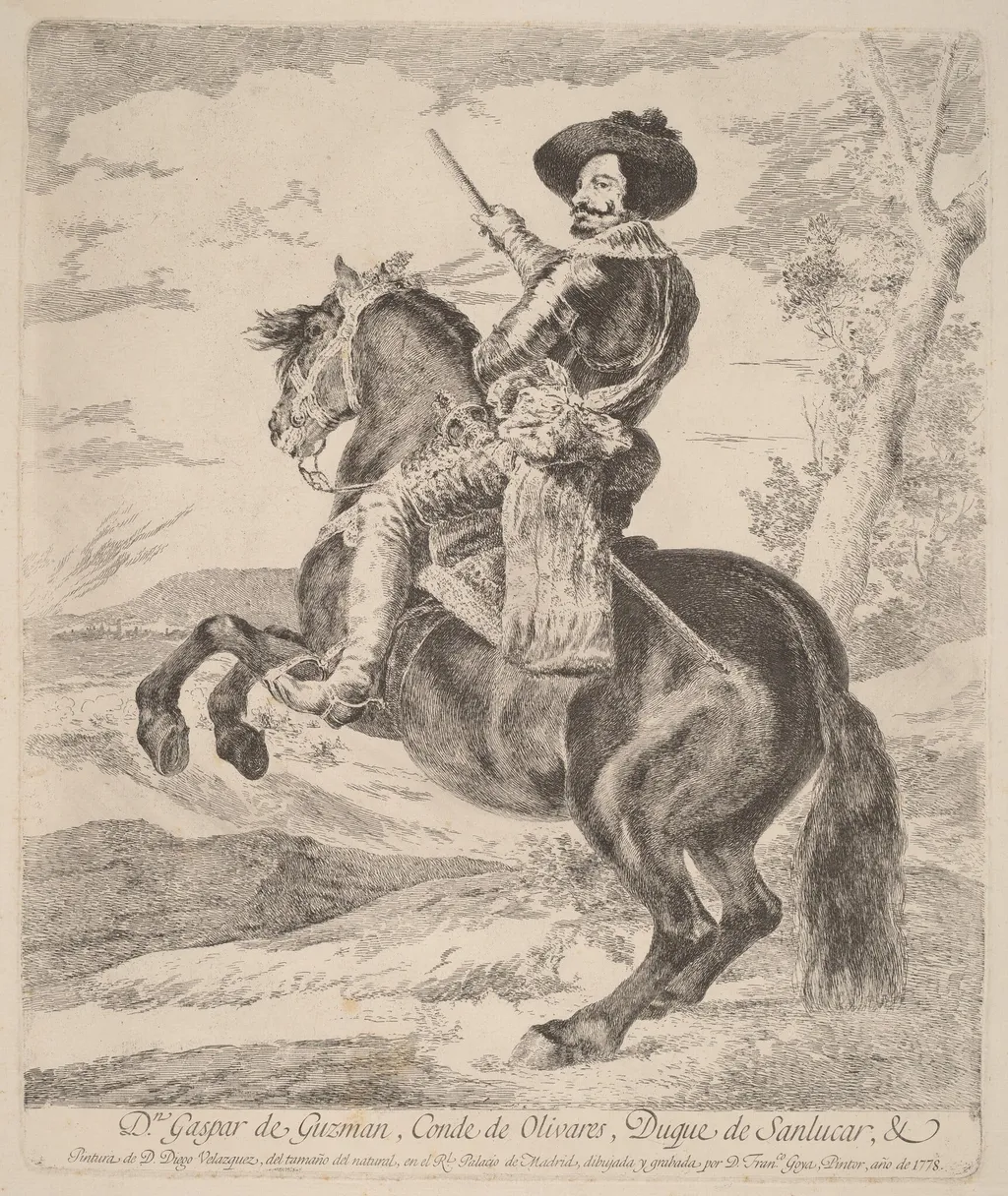 Gaspar de Guzman, Conde Duque de Olivares, by Francisco Goya, ink, 1778