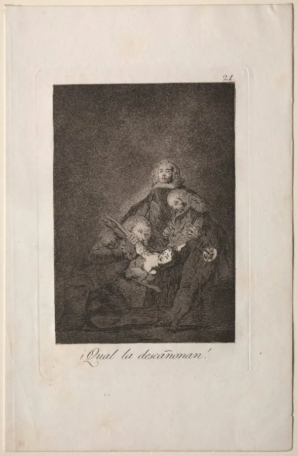 How They Pluck Her!, Plate 21, by Francisco Goya, 1799