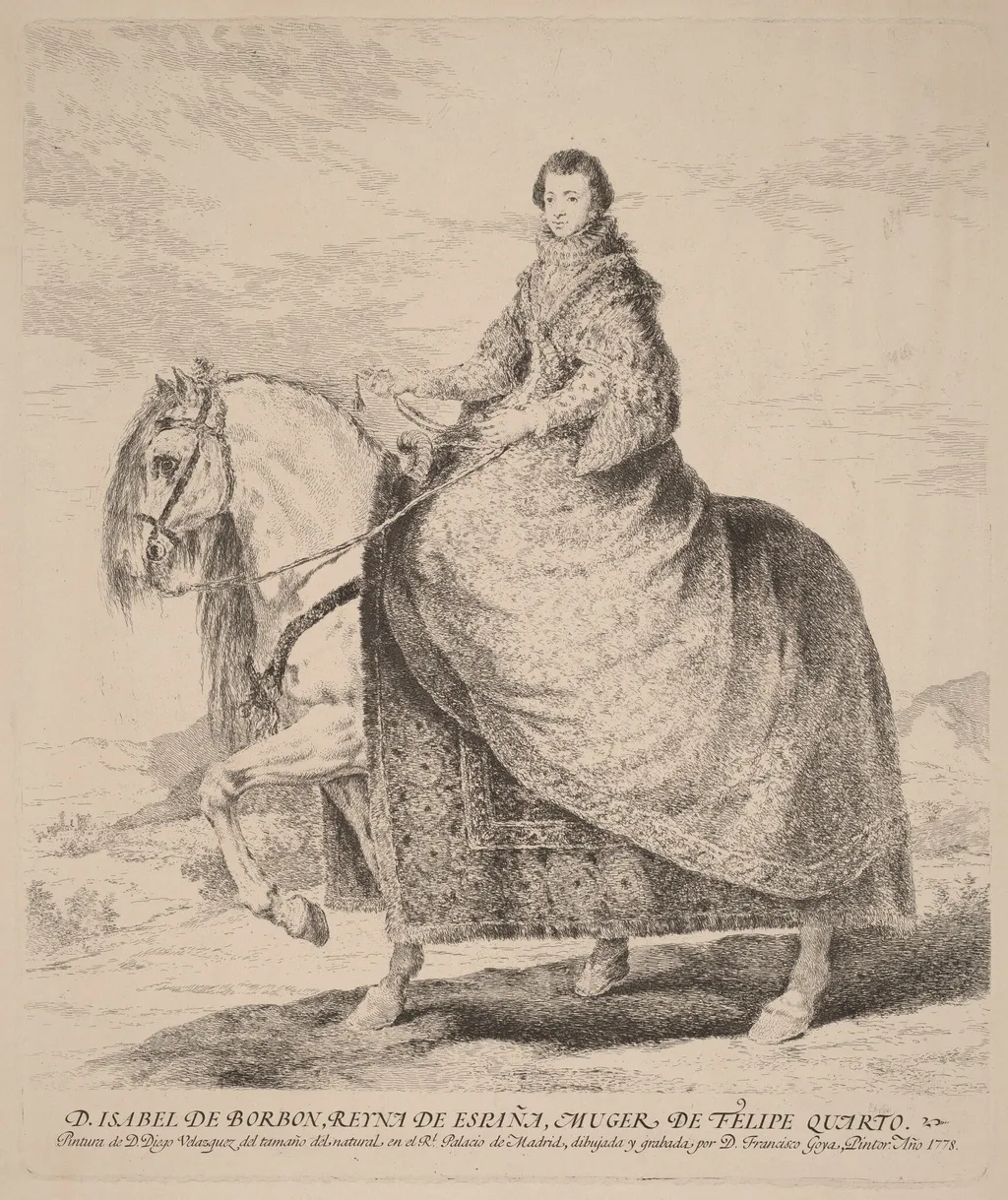 Isabel de Borbon, by Francisco Goya, ink, 1778
