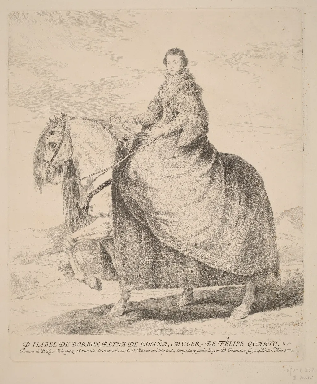 Isabel de Borbon, by Francisco Goya, ink, 1778
