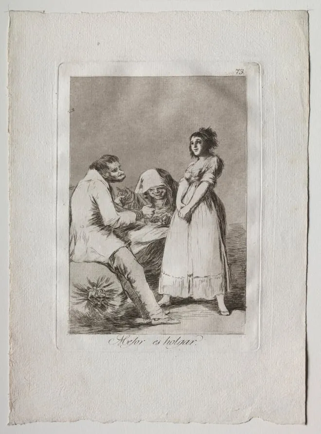 It is Better to be Lazy, Plate 73, by Francisco Goya, 1799