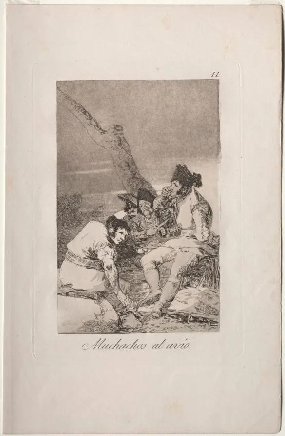 Lads Making Ready, Plate 11, by Francisco Goya, 1799