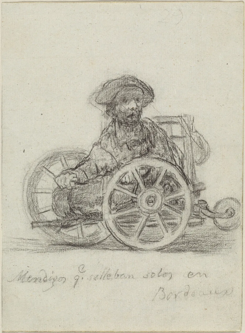 Mendigos que se llevan solos en Bordeaux (Beggars Who Get about on Their Own in Bordeaux), by Francisco Goya, chalk, 1826