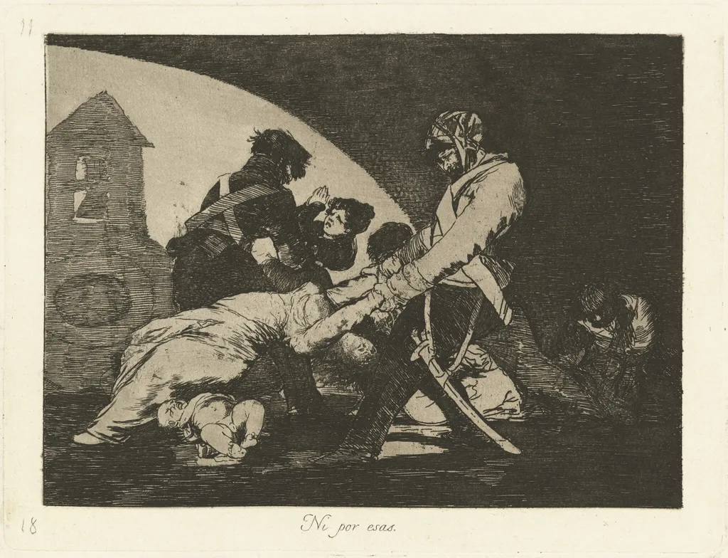 Ni por esas (Neither Do These), by Francisco Goya, ink