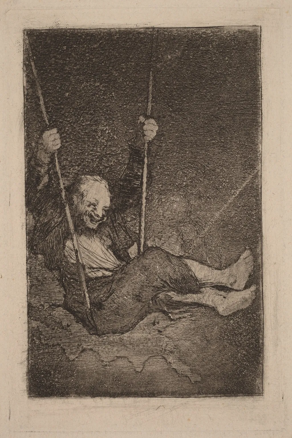 Old Man on a Swing, by Francisco Goya, ink, 1827