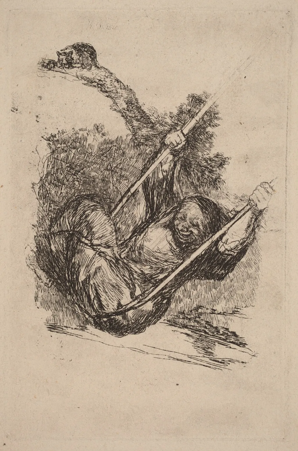 Old Woman on a Swing, by Francisco Goya, ink, 1826
