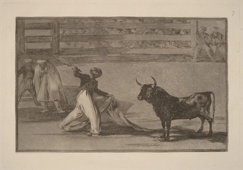 Origen de los arpones o banderillas (Origin of the Harpoons or Banderillas), by Francisco Goya, ink, 1816