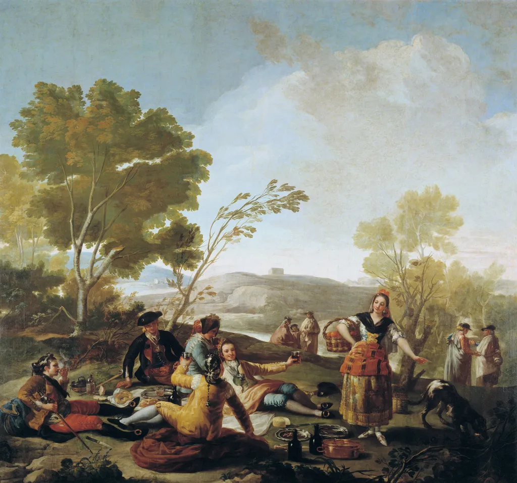 Picnic on the banks of the Manzanares, by Francisco Goya, oil, 1788
