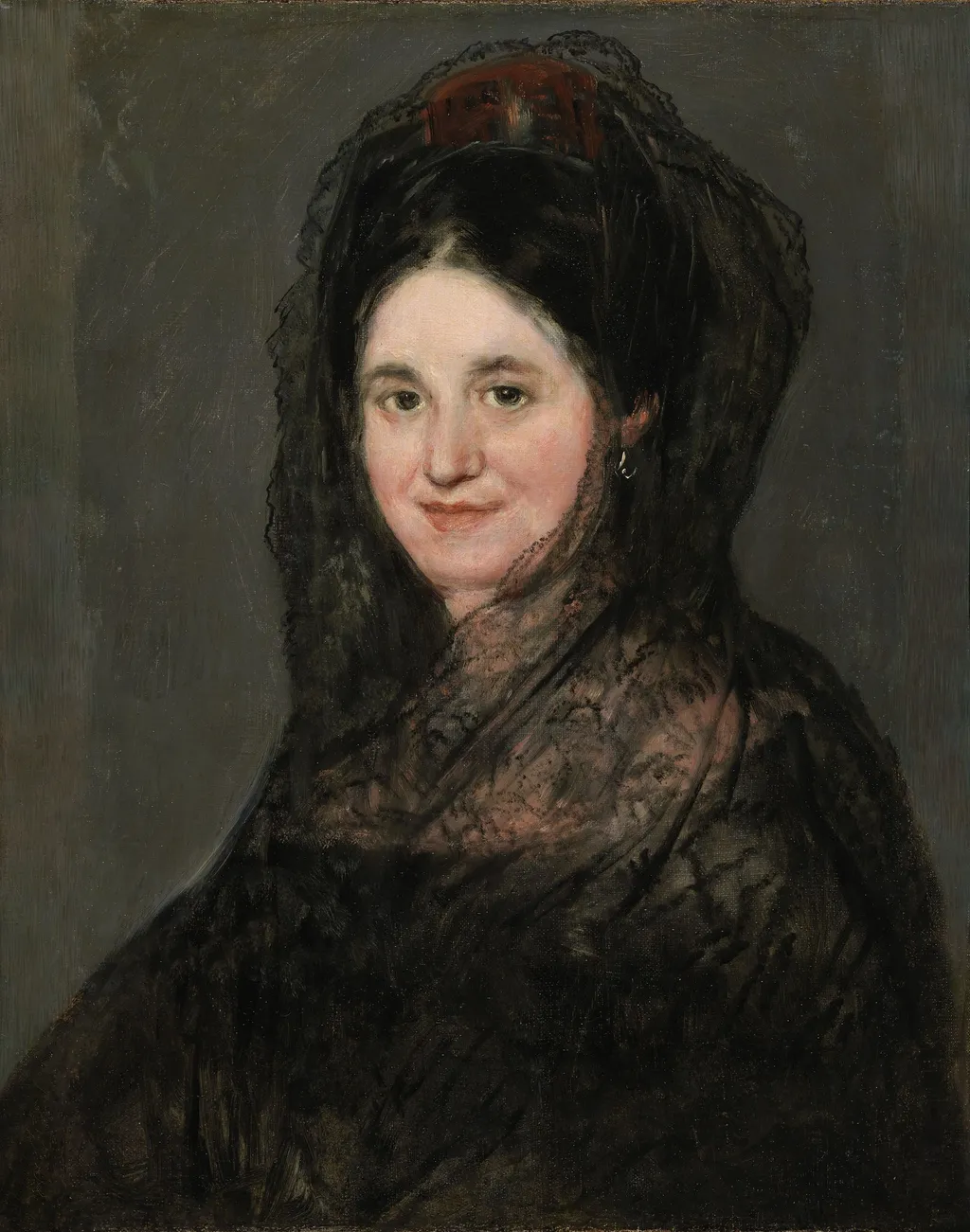 Portrait of a Lady in a Black Mantilla, by Francisco Goya, oil, 1824
