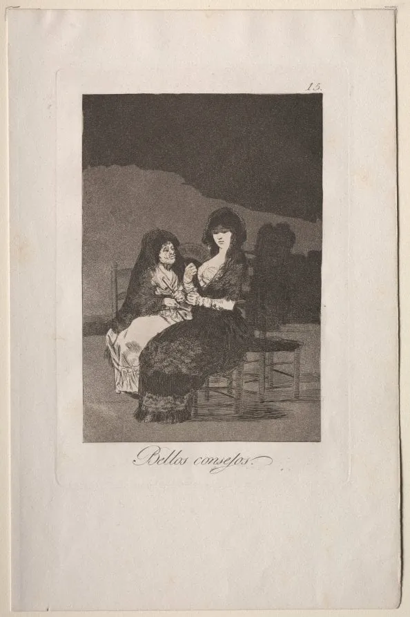 Pretty Advice, Plate 15, by Francisco Goya, 1799