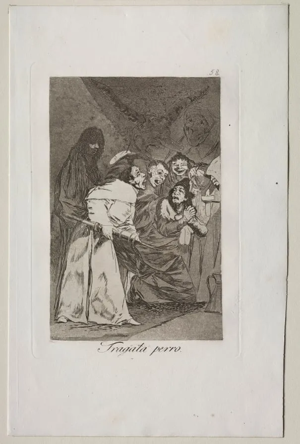 Swallow it, Dog!, Plate 58, by Francisco Goya, 1799