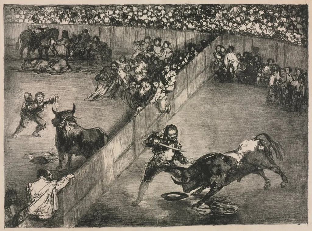 The Bulls of Bordeaux: Bullfight in a Divided Ring, by Francisco Goya, 1825