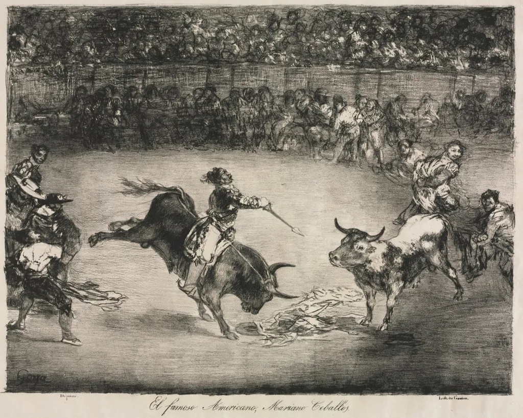 The Bulls of Bordeaux: The Famous American, Mariano Ceballos, by Francisco Goya, 1825