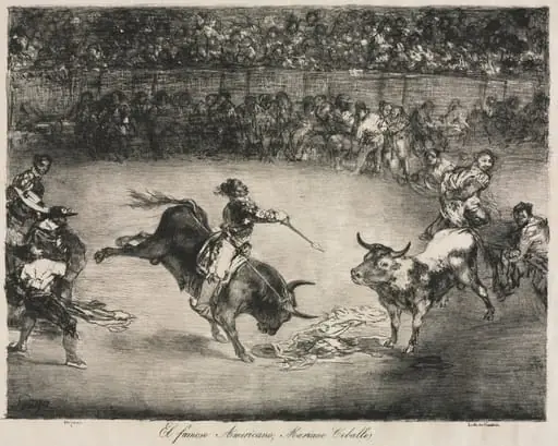 The Bulls of Bordeaux: The Famous American, Mariano Ceballos, by Francisco Goya