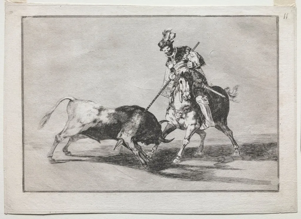 The Cid Campeador Spearing Another Bull, by Francisco Goya, 1816
