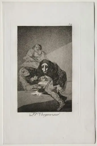 The Shamefaced One, Plate 54, by Francisco Goya