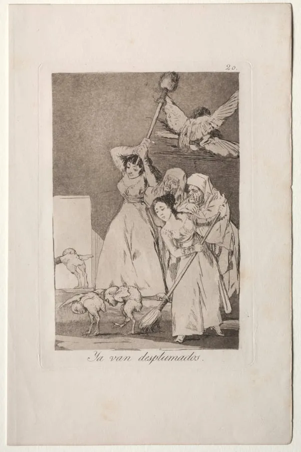 There They Go Plucked, Plate 20, by Francisco Goya, 1799