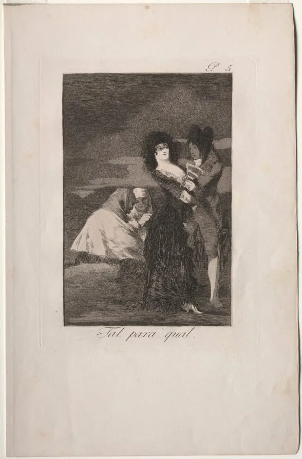 Two of a Kind, Plate 5, by Francisco Goya, 1799